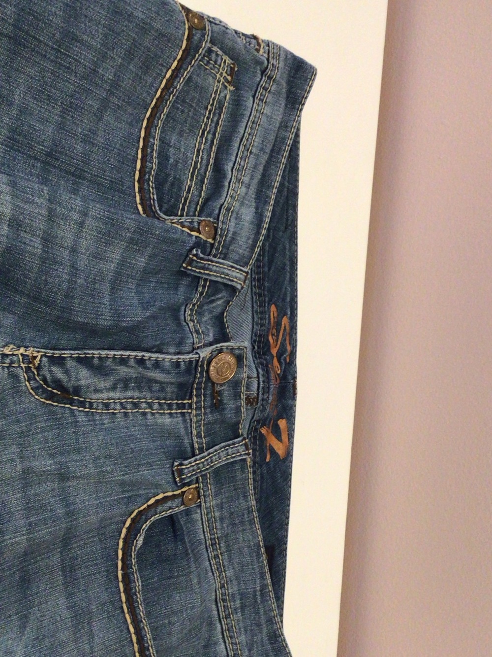 Seven7 Women's Blue Denim Jeans with Contrast Stitching